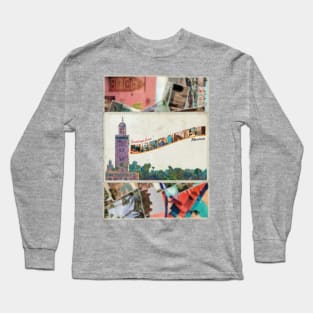 Greetings from Marrakesh in Morocco Vintage style retro souvenir Long Sleeve T-Shirt